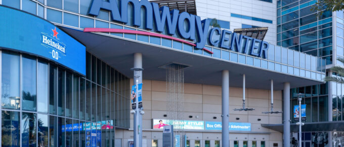 Entrance to Amway Center in Orlando, Florida, USA.