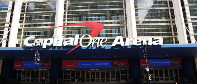 Exterior of Capital One Arena in Washington, District of Columbia, USA.