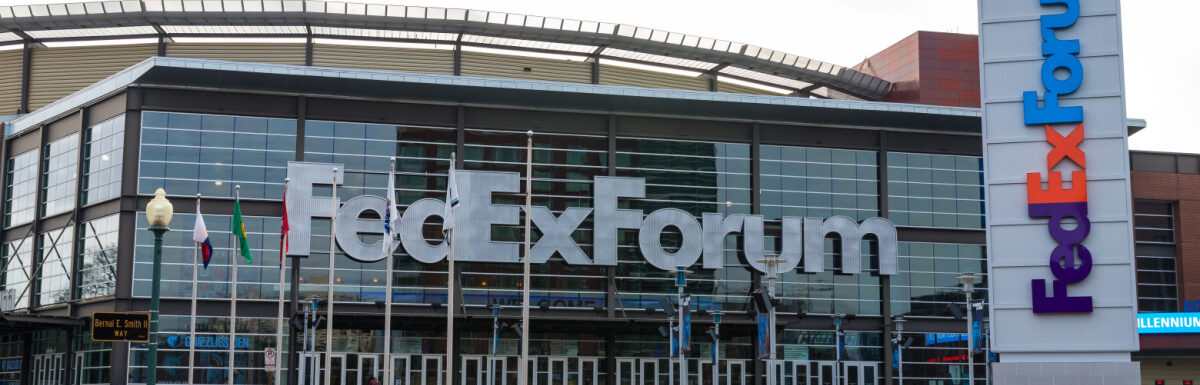Outside of FedEx Forum in Downtown Memphis, Tennessee, USA.