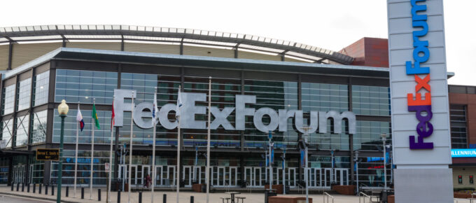 Outside of FedEx Forum in Downtown Memphis, Tennessee, USA.