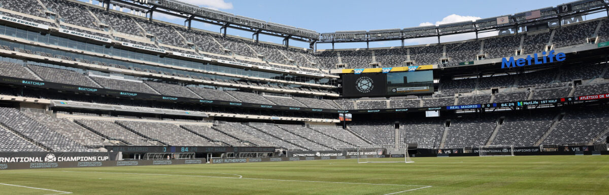 An empty MetLife Stadium ready for soccer match.