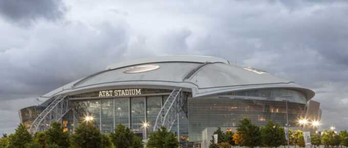 Exterior view of the AT&T Stadium, formerly known as Cowboys Stadium in Arlington, Texas, United States.