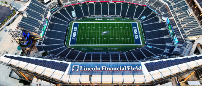 The aerial view of Lincoln Financial Field in Philadelphia, Pennsylvania, USA.