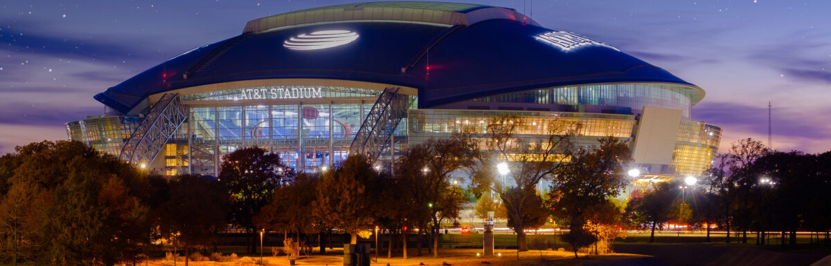 AT&T football Stadium at night in Arlington, Texas, USA.