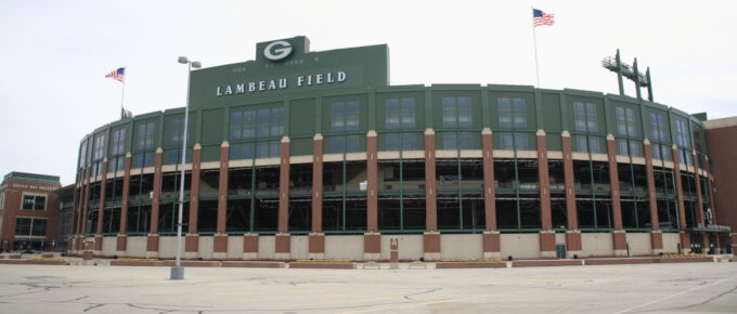 Historic Lambeau Field, home of the Green Bay Packers in Green Bay, Wisconsin, USA.