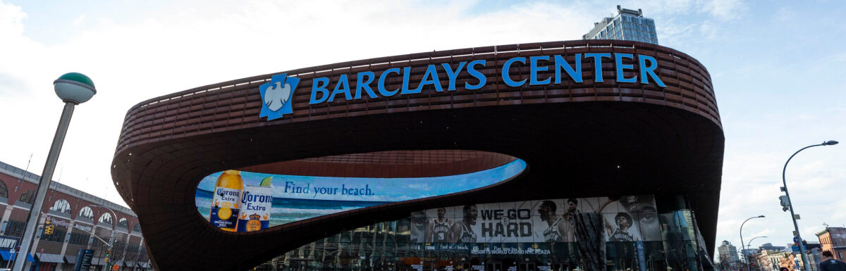 Empty Barclays Center in Brooklyn, New York, USA during the day.