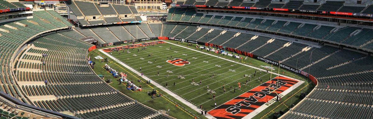 An empty stadium during the day.