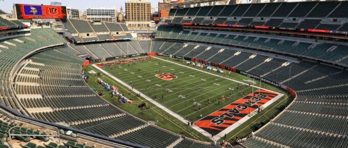 An empty stadium during the day.