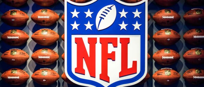 NFL logo photo behind an NFL wall.