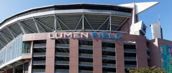 The exterior of Lumen Field in Seattle, Washington, USA during daytime.