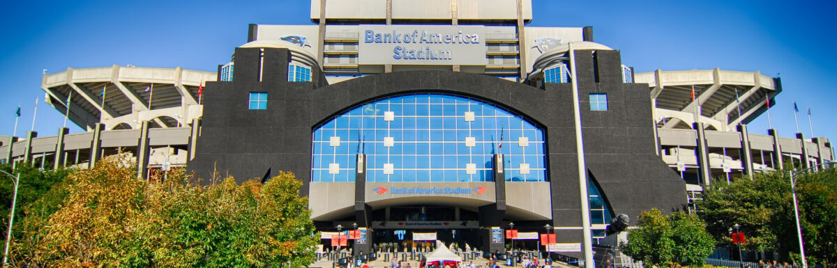 Bank of America Stadium during the day in Charlotte, North Carolina, USA.