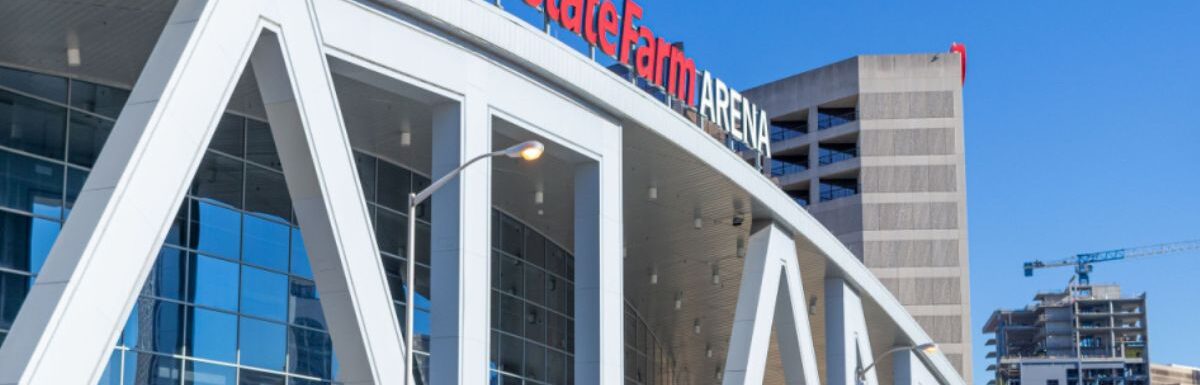 Daytime view of the State Farm Arena in the city of Atlanta, Georgia, USA.