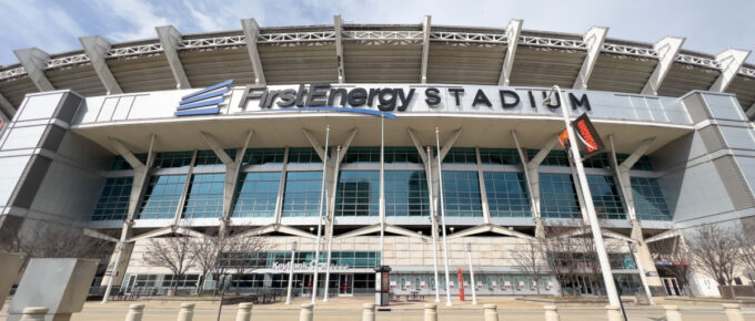 Outside the FirstEnergy Stadium during daytime in Cleveland, Ohio, USA.