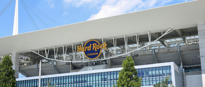 Close up of the Hard Rock Stadium in Miami, Florida, USA.