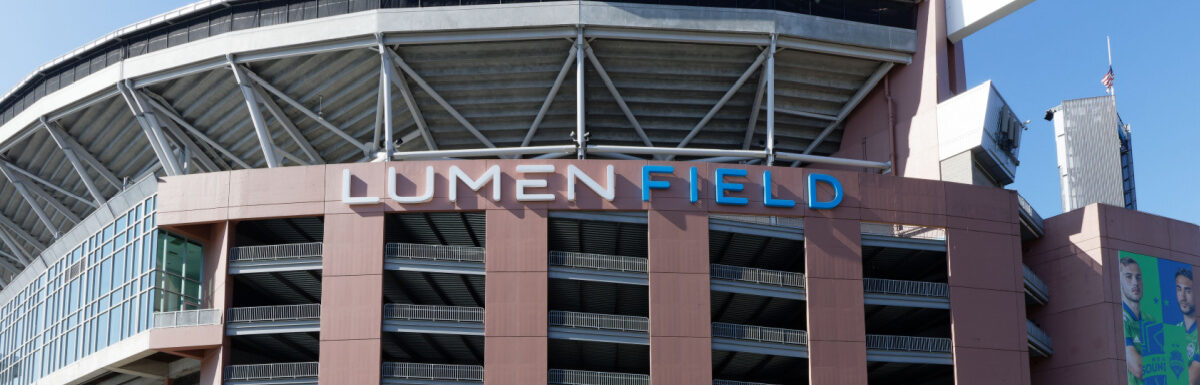 The exterior of Lumen Field in Seattle, Washington, USA during daytime.