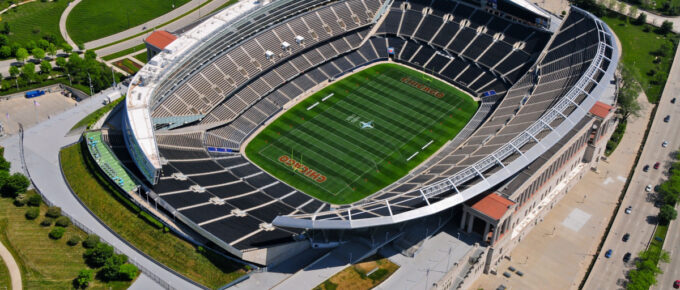 Aerial view of the Soldier Field in Chicago, Illinois, USA, during daytime.