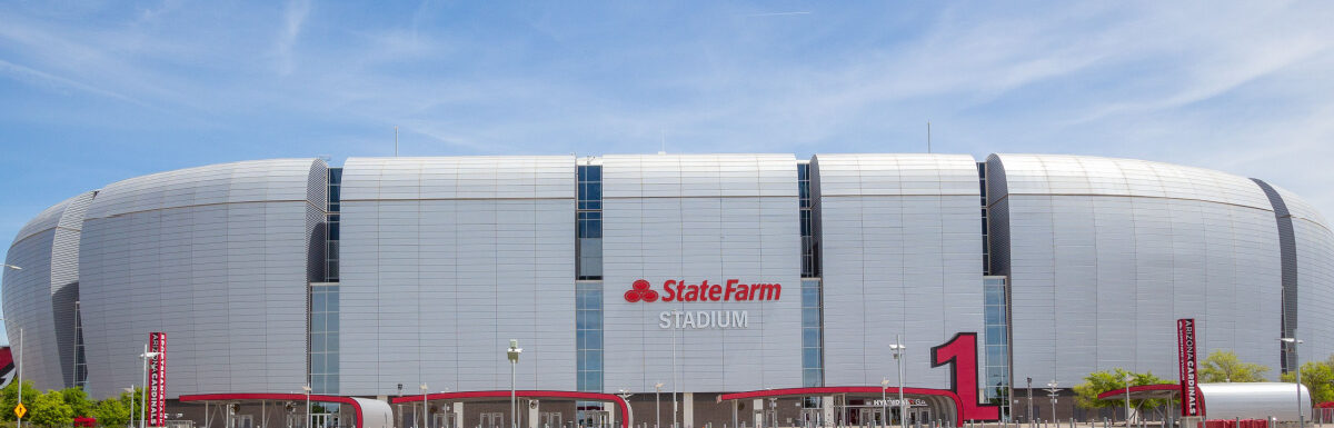 State Farm Stadium in Glendale, Arizona, USA, formerly known as University of Phoenix Stadium during daytime.