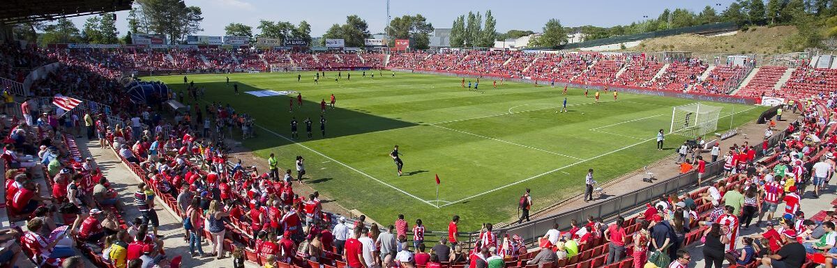 People in Montilivi stadium before the Spanish Second Division League match.