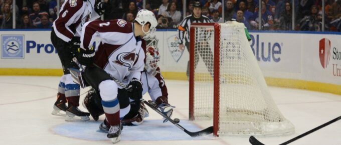 Jean-Sebastien Giguere (Colorado Avalanche) during game vs. New York Islanders at Nassau Coliseum.