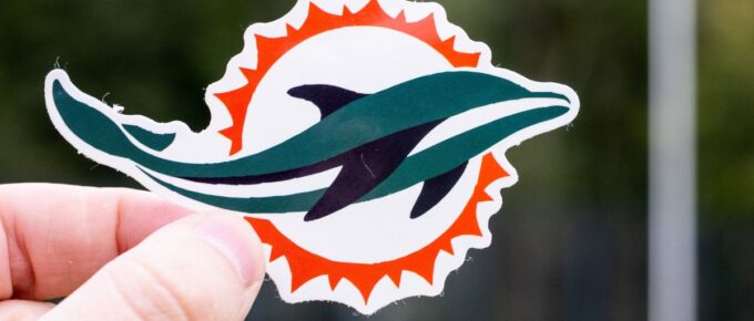 Emblem of the Professional American Football Team Miami Dolphins Based in The Miami Metropolitan Area in the sports stadium.