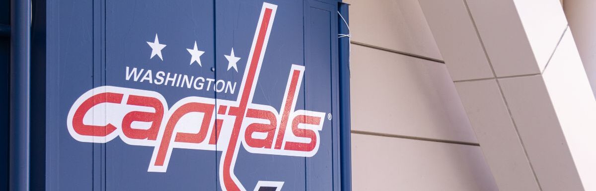 Washington Capitals logo, on the side of their home Capital One Arena in downtown D.C.