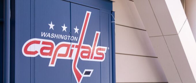 Washington Capitals logo, on the side of their home Capital One Arena in downtown D.C.