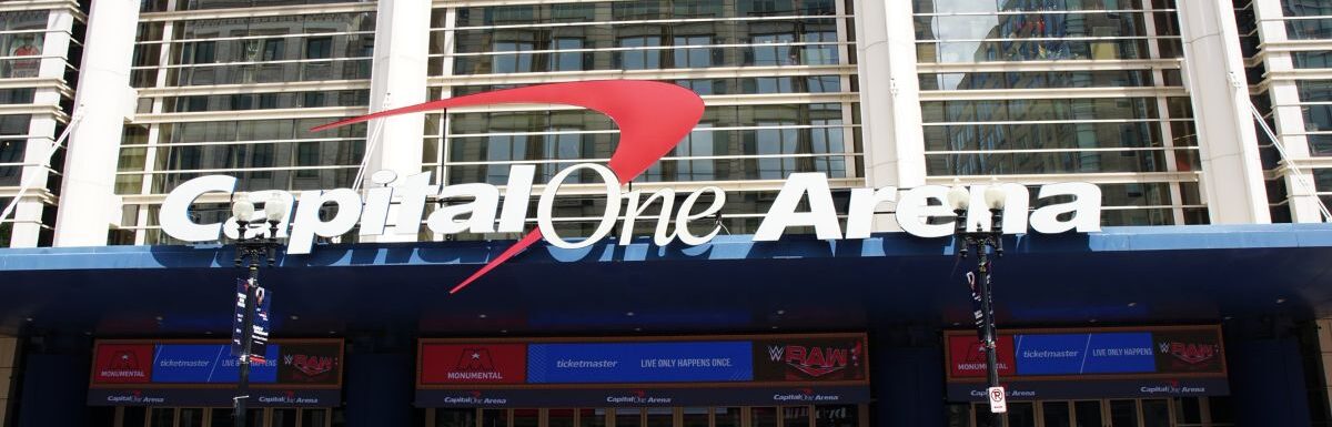 Exterior of Capital One Arena in Washington, District of Columbia, USA.