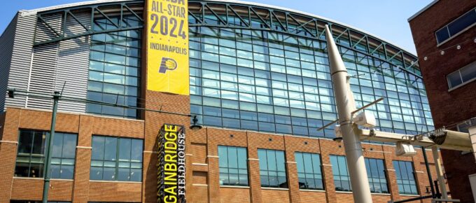 Gainbridge Fieldhouse in Downtown Indianapolis, Indiana, USA.