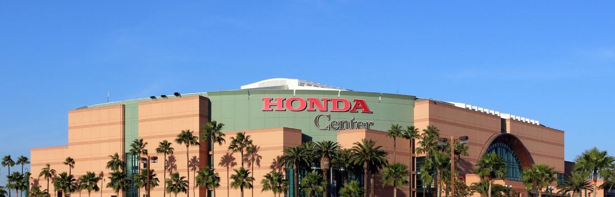 The Honda Center located in Anaheim, California during the day.