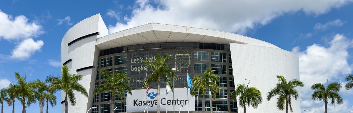 Front view of Kaseya Center in Miami, Florida, USA during the day.