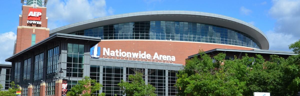 Nationwide Arena in Columbus, Ohio during the day.