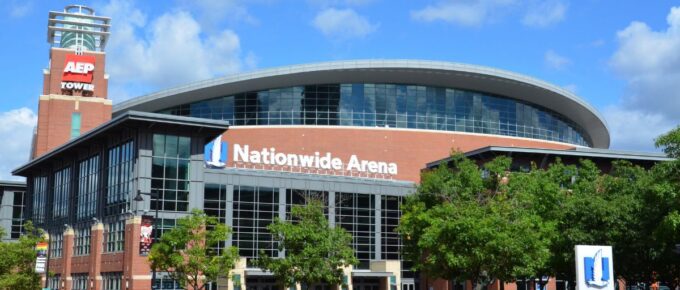 Nationwide Arena in Columbus, Ohio during the day.