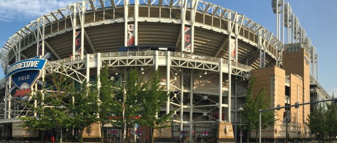 A view of Progressive Field in Cleveland, Ohio, USA.