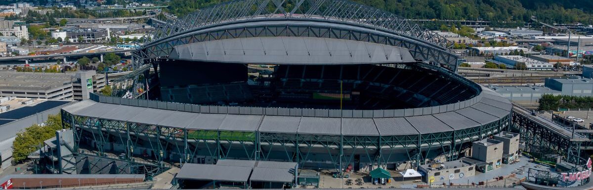 Aerial View of T-Mobile Park, home of the Major League Baseballs, Seattle Mariners.