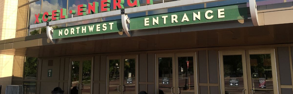 A view of the Xcel Energy Center located in St. Paul, Minnesota.