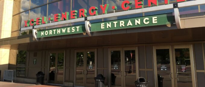 A view of the Xcel Energy Center located in St. Paul, Minnesota.