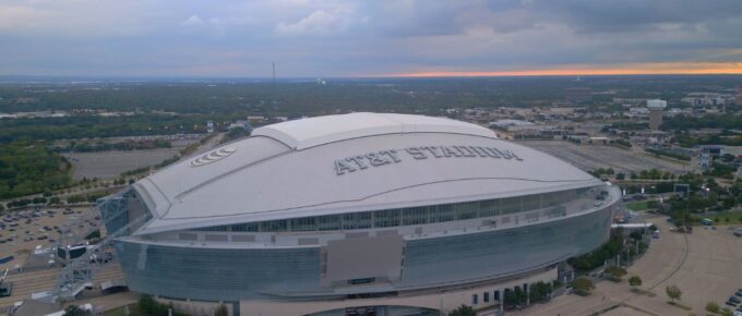 Aerial view of the AT&T Stadium during the day.