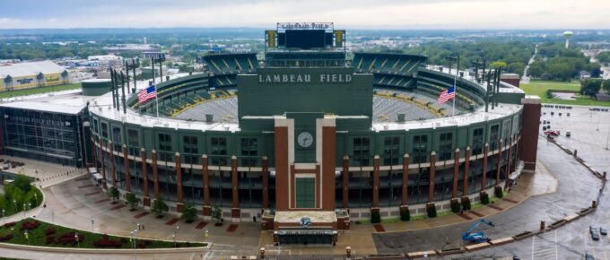 Lambeau Field, home of the Green Bay Packers and also known as The Frozen Tundra.