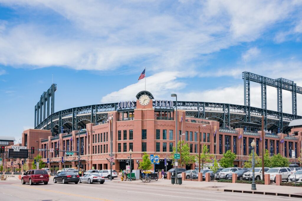 Exterior view of Coors Field in Denver, Colorado, USA.