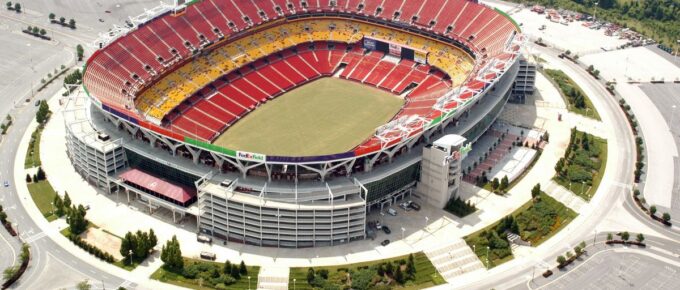 Aerial view of the FedEx Field in Maryland, USA.