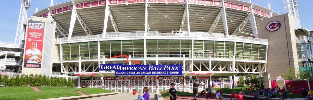 The Great American ballpark stadium, the home of the Major League Baseball Cincinnati Reds team.