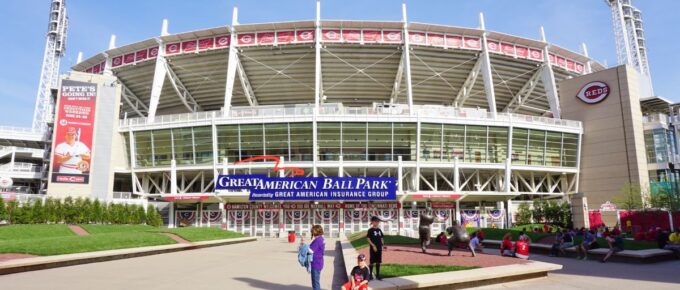 The Great American ballpark stadium, the home of the Major League Baseball Cincinnati Reds team.