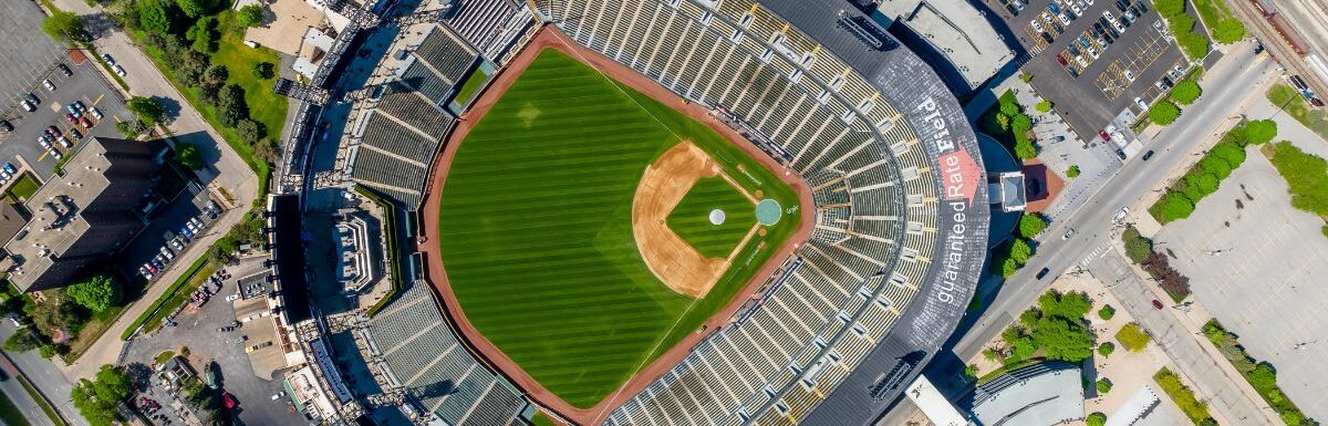 Aerial view of Guaranteed Rate Field during the day.