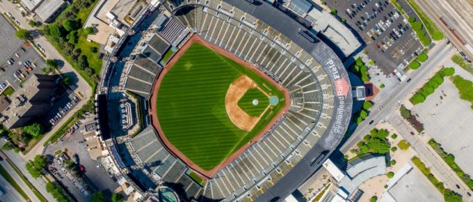 Aerial view of Guaranteed Rate Field during the day.