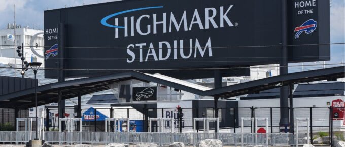 The Highmark Stadium signage in Orchard Park New York. USA.