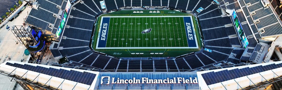 The aerial view of Lincoln Financial Field in Philadelphia, Pennsylvania, USA.