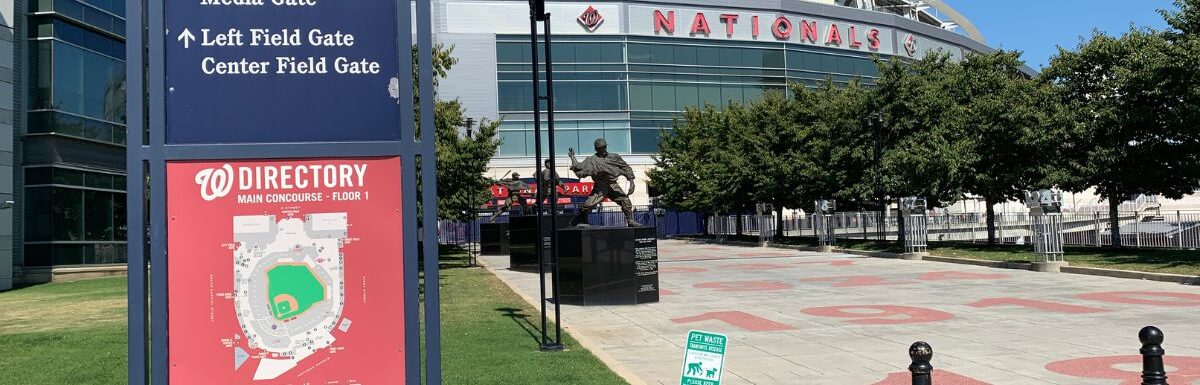 Park directory sign outside the Nationals Park entrance.