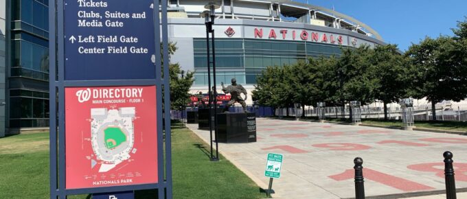 Park directory sign outside the Nationals Park entrance.