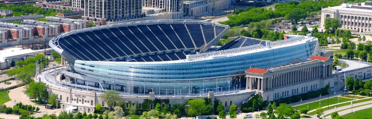 Aerial view of the Soldiers Field, Chicago, Illinois, USA.