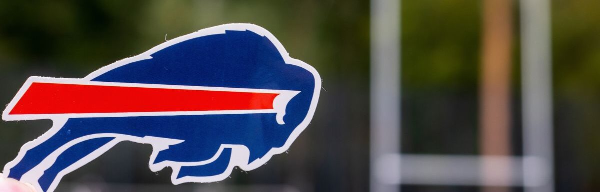 Emblem A Professional American Football Team Buffalo Bills Based in the Buffalo Metropolitan Area in the sports stadium.